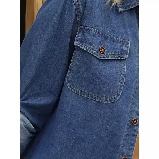 Women's Denim Jackets Long Sleeve Button Down With Pockets Jean Jacket Shirts 4 Women's Denim Jackets Long Sleeve Button Down With Pockets Jean Jacket Shirts - Image 4