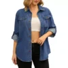 Women's Denim Jackets Long Sleeve Button Down With Pockets Jean Jacket Shirts