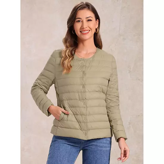 Women's Puffer Jacket Lightweight Button Down Packable Long Sleeve Coat 2 Women's Puffer Jacket Lightweight Button Down Packable Long Sleeve Coat - Image 2