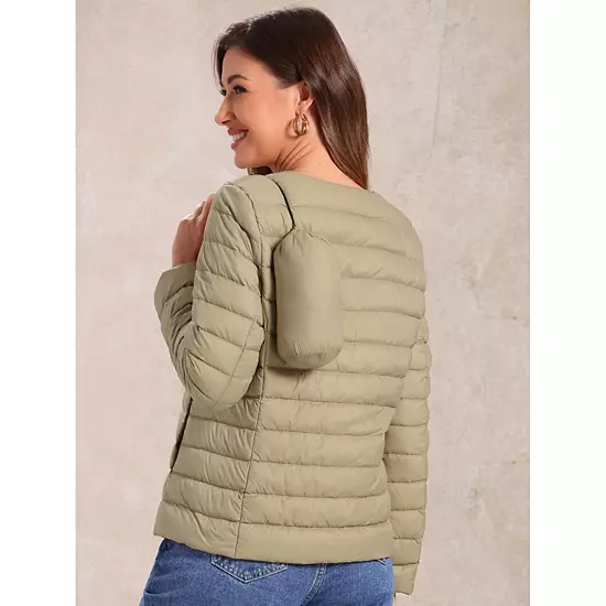 Women's Puffer Jacket Lightweight Button Down Packable Long Sleeve Coat 3 Women's Puffer Jacket Lightweight Button Down Packable Long Sleeve Coat - Image 3