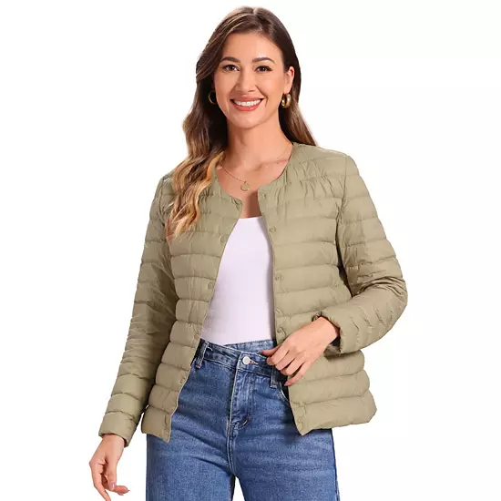 Women's Puffer Jacket Lightweight Button Down Packable Long Sleeve Coat 8 Women's Puffer Jacket Lightweight Button Down Packable Long Sleeve Coat - Image 8