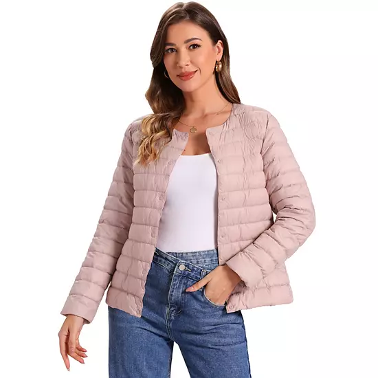 Women's Puffer Jacket Lightweight Button Down Packable Long Sleeve Coat 6 Women's Puffer Jacket Lightweight Button Down Packable Long Sleeve Coat - Image 6