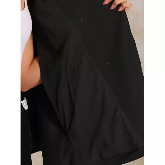 Double Breasted Blazer For Women's Notched Lapel Collar Office Cloak Cape Jacket 4 Double Breasted Blazer For Women's Notched Lapel Collar Office Cloak Cape Jacket - Image 4