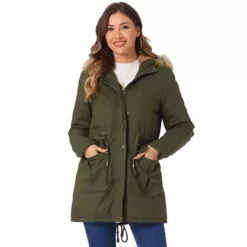 Women's Winter Parka Jacket Warm Windproof Long Puffer Coat With Faux Fur Hood -Fashion Clothing Store 7475404 Army Green