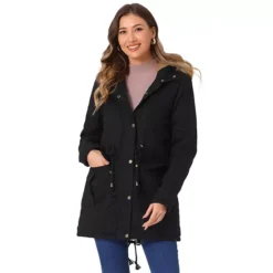 Women's Winter Parka Jacket Warm Windproof Long Puffer Coat With Faux Fur Hood -Fashion Clothing Store 7475404 Black