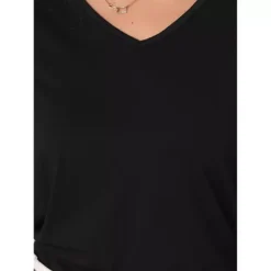 Mesh Contrast Top For Women's Semi Sheer Polka Dots Long Sleeve V Neck Casual Blouse Tops -Fashion Clothing Store 7475481 ALT3