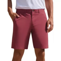 Men's Dress Shorts Flat Front Lightweight Summer Business Formal Shorts With Pocket -Fashion Clothing Store 7477860 Red