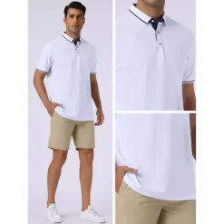 Men's Short Sleeve Contrast Color Summer Golf Formal Business Polo Shirts -Fashion Clothing Store 7477908 ALT3