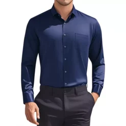 Men's Dress Shirts Solid Long Sleeve Regular Fit Formal Business Button Down Formal Shirts -Fashion Clothing Store 7477914 Navy Blue