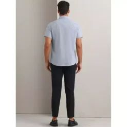 Men's Solid Dress Shirts Short Sleeve Cotton Regular Fit Button Down Formal Business Oxford Shirt -Fashion Clothing Store 7477916 ALT2