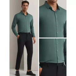 Men's Long Sleeve Button Down Solid Color Business Formal Dress Shirt -Fashion Clothing Store 7478049 ALT3