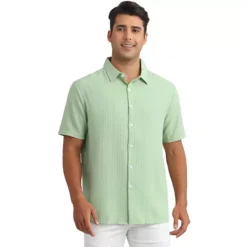 Men's Linen Shirts Short Sleeve Button Down Beach Summer Camp Collar Shirt -Fashion Clothing Store 7478052 Light Green