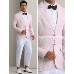 Striped Blazers For Men's One Button Slim Fit Contrasting Color Suit Jacket Business Stripe Coats -Fashion Clothing Store 7478638 ALT3