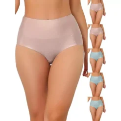 6 Packs Women's Tummy Control No Show Hipster Underwear High-Waisted Breathable Brief -Fashion Clothing Store 7478702 Light Pink Blue