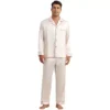 Satin Pajamas Set For Men's 2 Pieces Homewear Button Down Long Sleeve Nightshirt Casual Loungwear