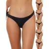6 Packs Underwear For Women Low-Waist Contract Color Bikini Sporty Sweat-Absorbing Thongs