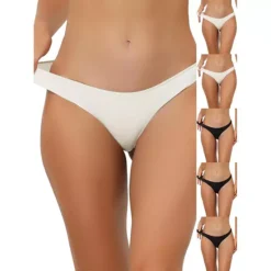 6 Packs Underwear For Women Low-Waist Contract Color Bikini Sporty Sweat-Absorbing Thongs -Fashion Clothing Store 7478733 White Black
