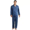 Men's 2 Pieces Satin Long Sleeve Striped Button Down Casual Pajamas Set