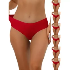 7 Packs Panties For Women Unlined Comfortable Underwear No Show Elastic Waist Brief -Fashion Clothing Store 7478782 Red