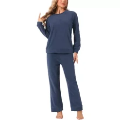 Womens Sweatsuits 2 Piece Outfit Fuzzy Flannel Lounge Sets Sweater Pants Pajama Sets -Fashion Clothing Store 7478886 Deep Blue