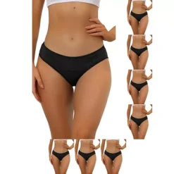 8 Packs Women's Period-Underwear Mid-Waistd Hipster Panties, Available In Plus Size -Fashion Clothing Store 7478895 Black