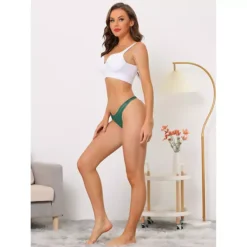 8 Packs Women's Unlined Underwear Satin Invisible Bikini Comfortable No-Show Thongs -Fashion Clothing Store 7478905 ALT3