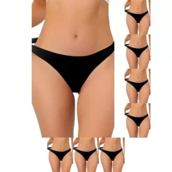 8 Packs Women's Unlined Underwear Satin Invisible Bikini Comfortable No-Show Thongs -Fashion Clothing Store 7478905 Black 1