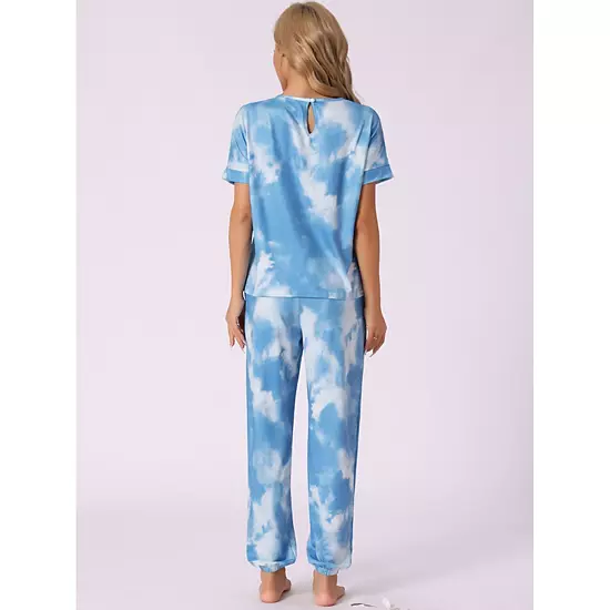 Womens Pajamas Set Soft Sleepwear Tie Dye T-shirt With Pants Pjs Set With Pocket Sweatsuit Outfits 3 Womens Pajamas Set Soft Sleepwear Tie Dye T-shirt With Pants Pjs Set With Pocket Sweatsuit Outfits - Image 3