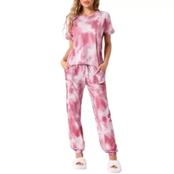 Womens Pajamas Set Soft Sleepwear Tie Dye T-shirt With Pants Pjs Set With Pocket Sweatsuit Outfits 17 Womens Pajamas Set Soft Sleepwear Tie Dye T-shirt With Pants Pjs Set With Pocket Sweatsuit Outfits -Fashion Clothing Store 7478942 Red