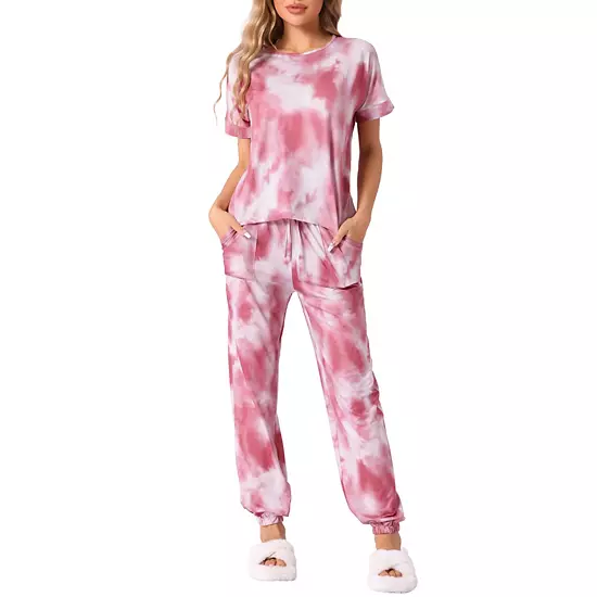 Womens Pajamas Set Soft Sleepwear Tie Dye T-shirt With Pants Pjs Set With Pocket Sweatsuit Outfits 8 Womens Pajamas Set Soft Sleepwear Tie Dye T-shirt With Pants Pjs Set With Pocket Sweatsuit Outfits - Image 8