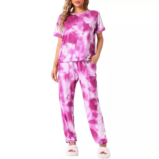Womens Pajamas Set Soft Sleepwear Tie Dye T-shirt With Pants Pjs Set With Pocket Sweatsuit Outfits 7 Womens Pajamas Set Soft Sleepwear Tie Dye T-shirt With Pants Pjs Set With Pocket Sweatsuit Outfits - Image 7