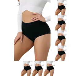 8 Packs Women's Soft High Waist Underwear Stretch Briefs Underpants Tummy Control Panties -Fashion Clothing Store 7478966 Black
