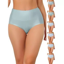 7 Packs Women's Tummy Control No Show Hipster Underwear High-Waisted Breathable Brief -Fashion Clothing Store 7478973 Light Blue Blue