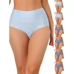 7 Packs Women's Tummy Control No Show Hipster Underwear High-Waisted Breathable Brief -Fashion Clothing Store 7478973 Purple Light Blue