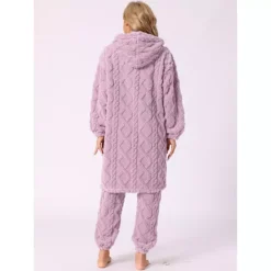 Women's Flannel Pajama Sets Winter Button Up Long Cardigan Hoodies Matching Long Pants 2 Piece -Fashion Clothing Store 7478986 ALT2