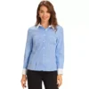 Striped Blouse Top For Women's Colorblock Long Sleeve Collared Button Down Shirt