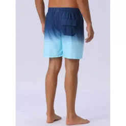 Men's Gradient Color Drawstring Elastic Waist Lined Swim Trunks -Fashion Clothing Store 7542681 ALT2