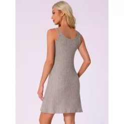 Women Sleeveless Sleepwear Sleep Dress Ribbed Knit Night Shirt Chemise Nighties Nightgowns -Fashion Clothing Store 7542702 ALT2