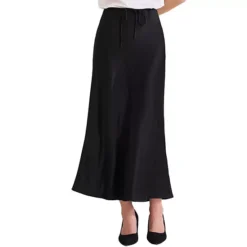 Women's Satin Maxi Skirt High Waist Drawstring Cocktail Wedding Skirts -Fashion Clothing Store 7542808 Black 1