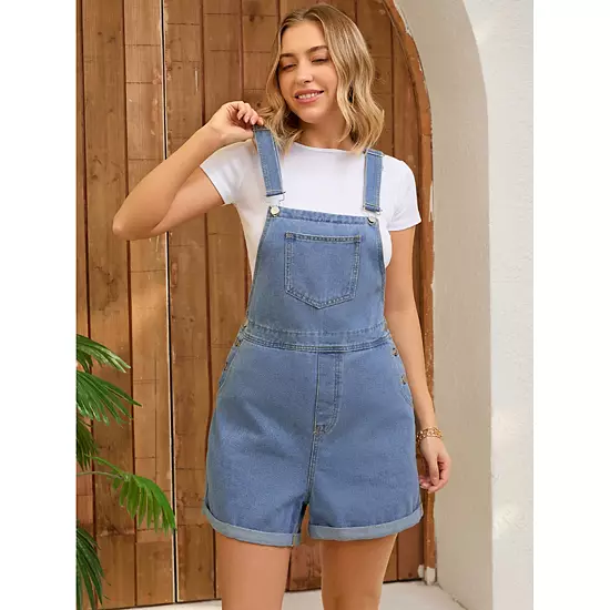 Women's Denim Overall Casual Outfits Adjustable Strap Bib Romper Jean Shorts 2 Women's Denim Overall Casual Outfits Adjustable Strap Bib Romper Jean Shorts - Image 2