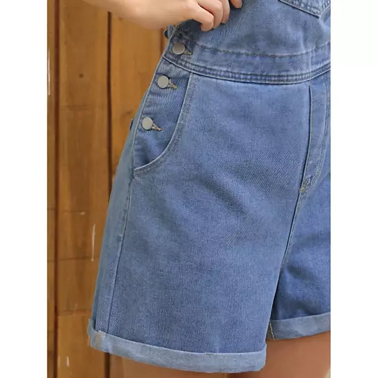 Women's Denim Overall Casual Outfits Adjustable Strap Bib Romper Jean Shorts 4 Women's Denim Overall Casual Outfits Adjustable Strap Bib Romper Jean Shorts - Image 4
