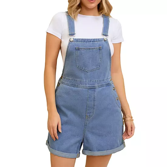Women's Denim Overall Casual Outfits Adjustable Strap Bib Romper Jean Shorts 7 Women's Denim Overall Casual Outfits Adjustable Strap Bib Romper Jean Shorts - Image 7