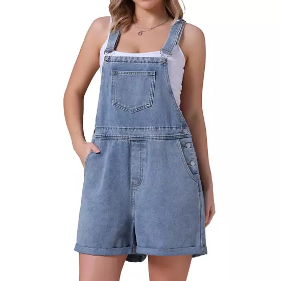 Women's Denim Overall Casual Outfits Adjustable Strap Bib Romper Jean Shorts 1 Women's Denim Overall Casual Outfits Adjustable Strap Bib Romper Jean Shorts