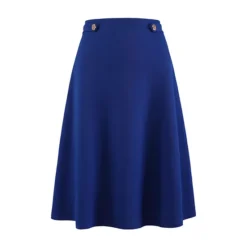 Women's Solid Flare Skirt High Waist Casual Work A-Line Midi Skirts -Fashion Clothing Store 7581595 Royal Blue 1