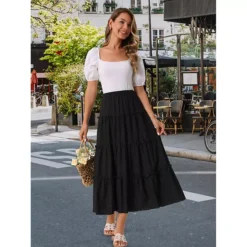 Women's Casual Skirts High Waist A Line Boho Midi Skirt Ruffle Long Summer Skirt 8 Women's Casual Skirts High Waist A Line Boho Midi Skirt Ruffle Long Summer Skirt -Fashion Clothing Store 7581624 ALT2