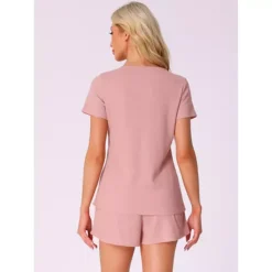 Women's Waffle Knit Lounge Set 2 Piece Outfits Tracksuit Sweatsuits With Pockets -Fashion Clothing Store 7589916 ALT2