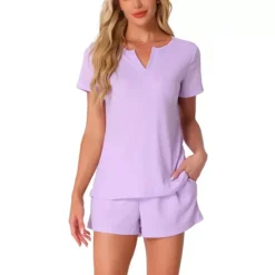 Women's Waffle Knit Lounge Set 2 Piece Outfits Tracksuit Sweatsuits With Pockets -Fashion Clothing Store 7589916 Purple