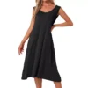 Women's Cotton Long Nightgown Sleeveless Sleepwear Nightshirt Sleep Dress Full Slip Lounge Dress