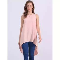 Women's Casual High Low Blouse Sleeveless Crewneck Asymmetrical Hem Flowy Tops 11 Women's Casual High Low Blouse Sleeveless Crewneck Asymmetrical Hem Flowy Tops -Fashion Clothing Store 7602259 ALT3