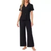 Women's Lounge Set Knit Solid Pajama Set Short Sleeve Full Length PJ Set